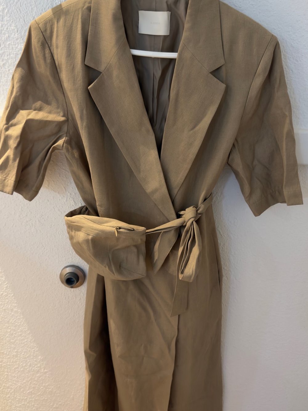 Blossom Beige Belted Trench Style Midi Dress Almost New